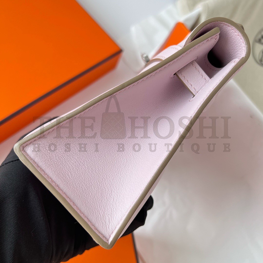 H**me5 Kelly Pochette Handmade Bag In Mauve Pale Swift Calfskin Master Quality