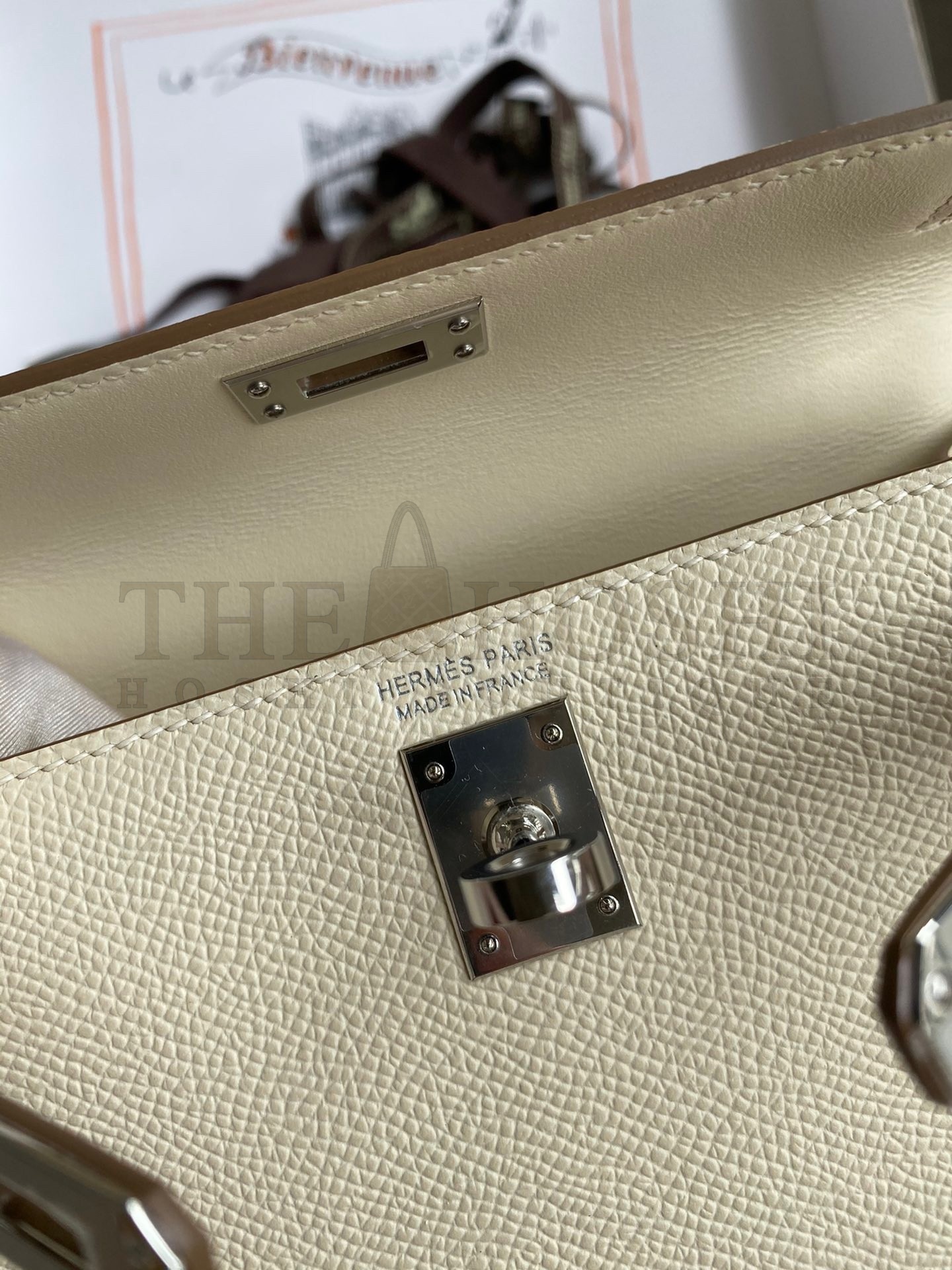 H**me5 HSS Kelly Mini II Sellier Tri-color Bag In Craie/Pink/Gold Epsom Calfskin Master Quality