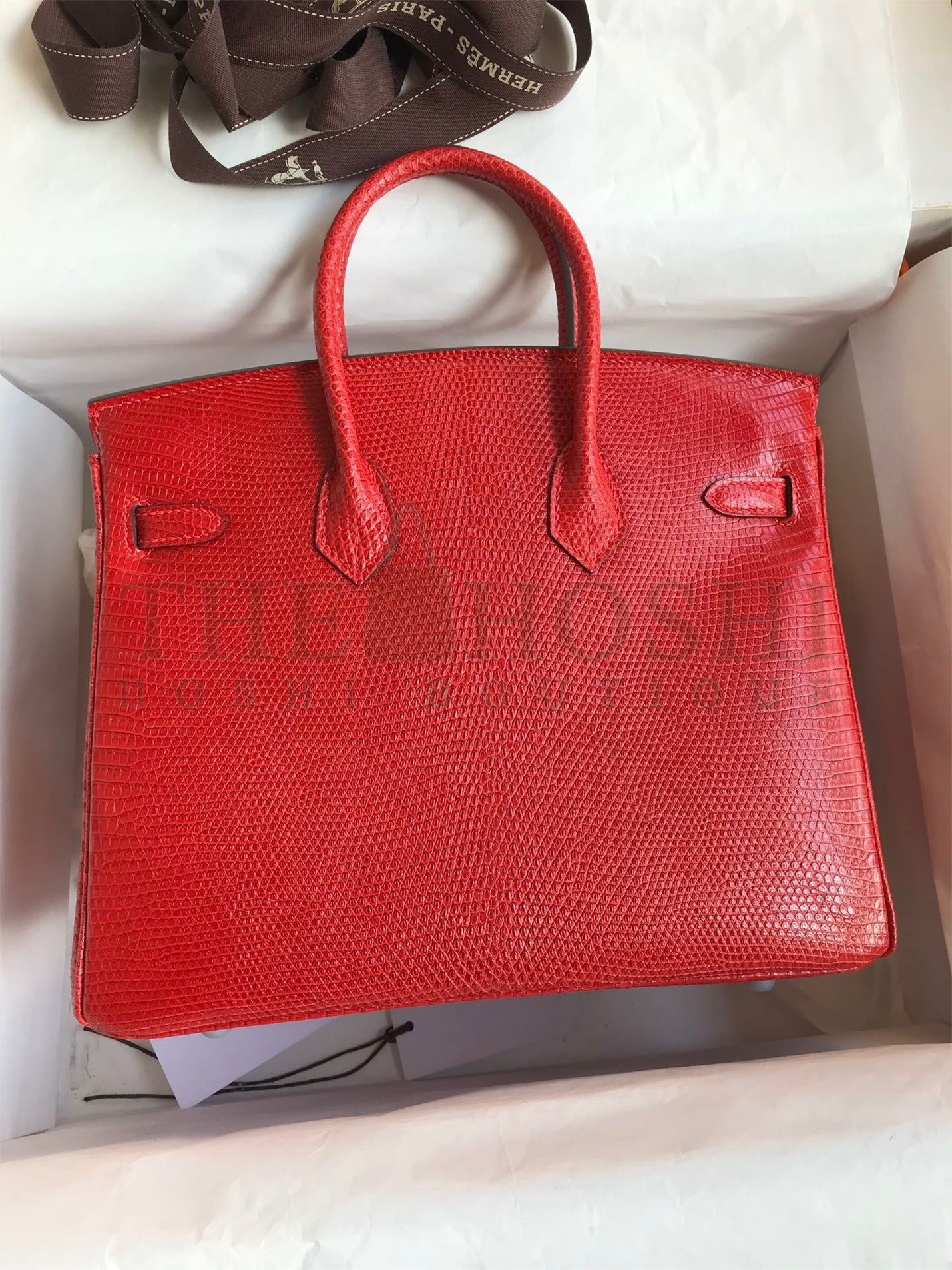 H**me5 Birkin 25 Retourne Handmade Bag In Red Lizard Leather Master Quality