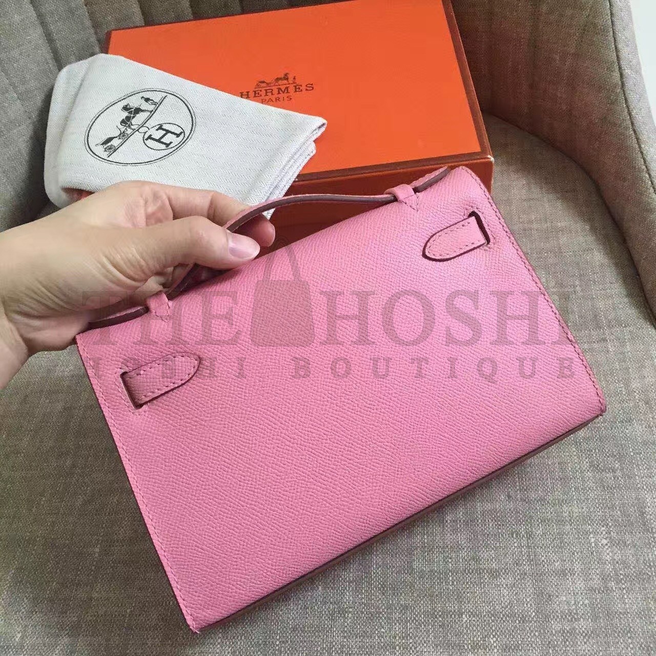 H**me5 Pink Kelly Pochette Epsom Handmade Bag Master Quality