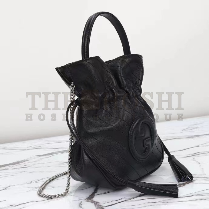 Gvc*1 Women GG Blondie Mini Bucket Bag Black Leather Round Interlocking G Master Quality