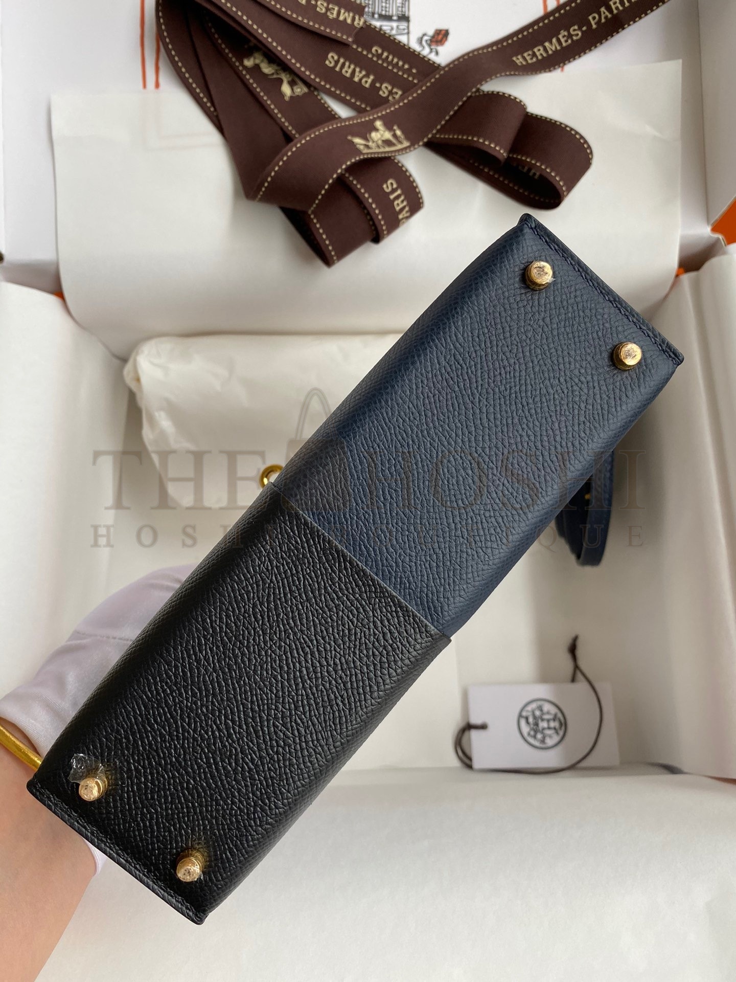 H**me5 Kelly Mini II Sellier Tri-color Bag In Black/Blue Indigo/Red Calfskin Master Quality