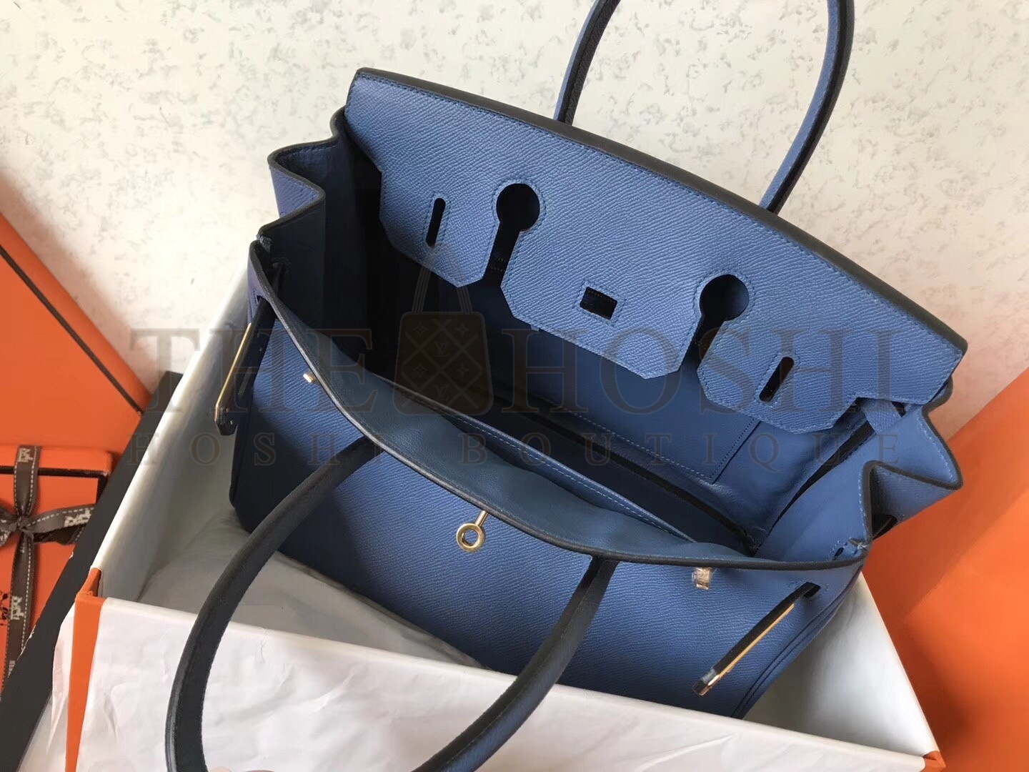 H**me5 Blue Jean Birkin 30cm Epsom Handmade Bag Master Quality
