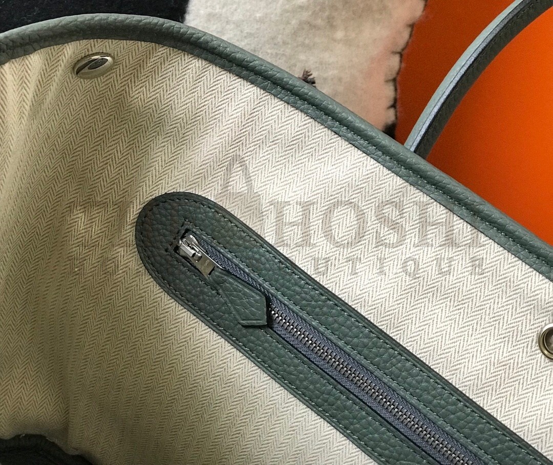 H**me5 Garden Party 36 Bag In Vert Amanda Clemence Leather Master Quality