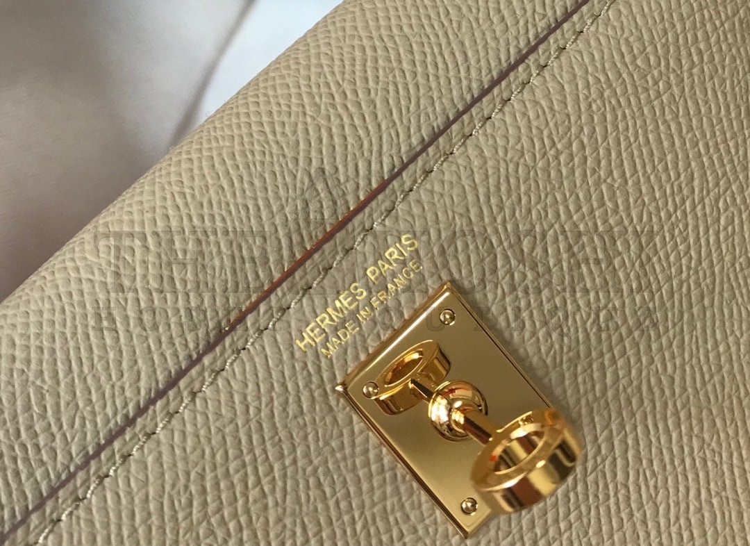 H**me5 Kelly Mini II Sellier Bag In Tourterelle Epsom Leather GHW Master Quality