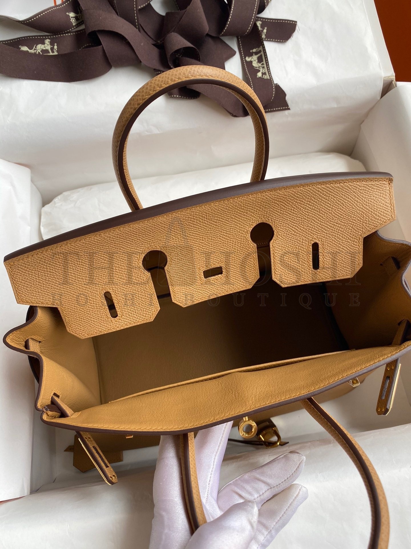 H**me5 Birkin 25 Retourne Handmade Bag In Biscuit Epsom Calfskin Master Quality