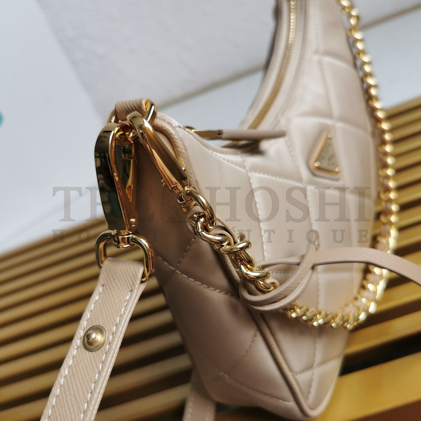 Pra*a Re-Edition 1995 Chaine Mini Bag in Beige Re-Nylon Master Quality