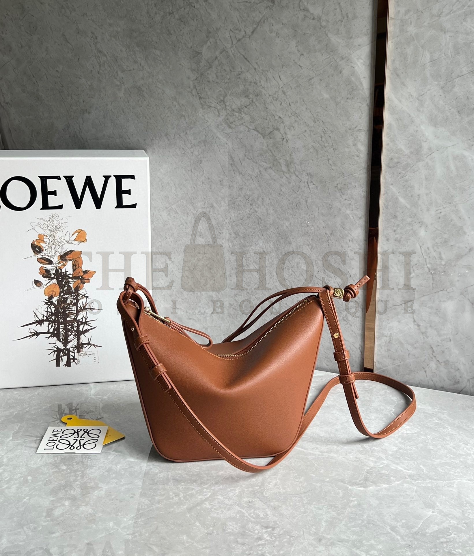 L0ew* Mini Hammock Hobo Bag in Brown Calfskin Master Quality