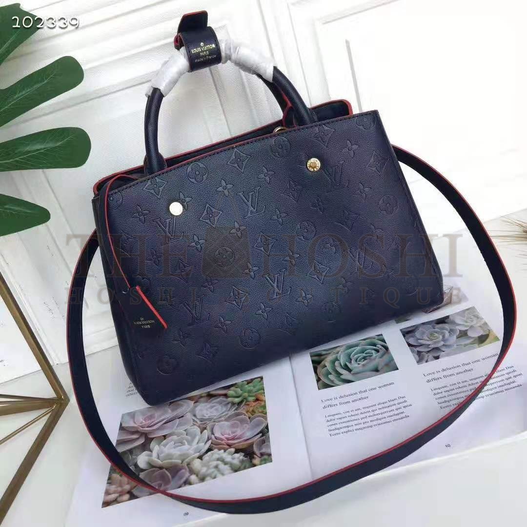L0vis Vvtt0n LV Women Montaigne MM Handbag Monogram Empreinte Leather-Navy Master Quality