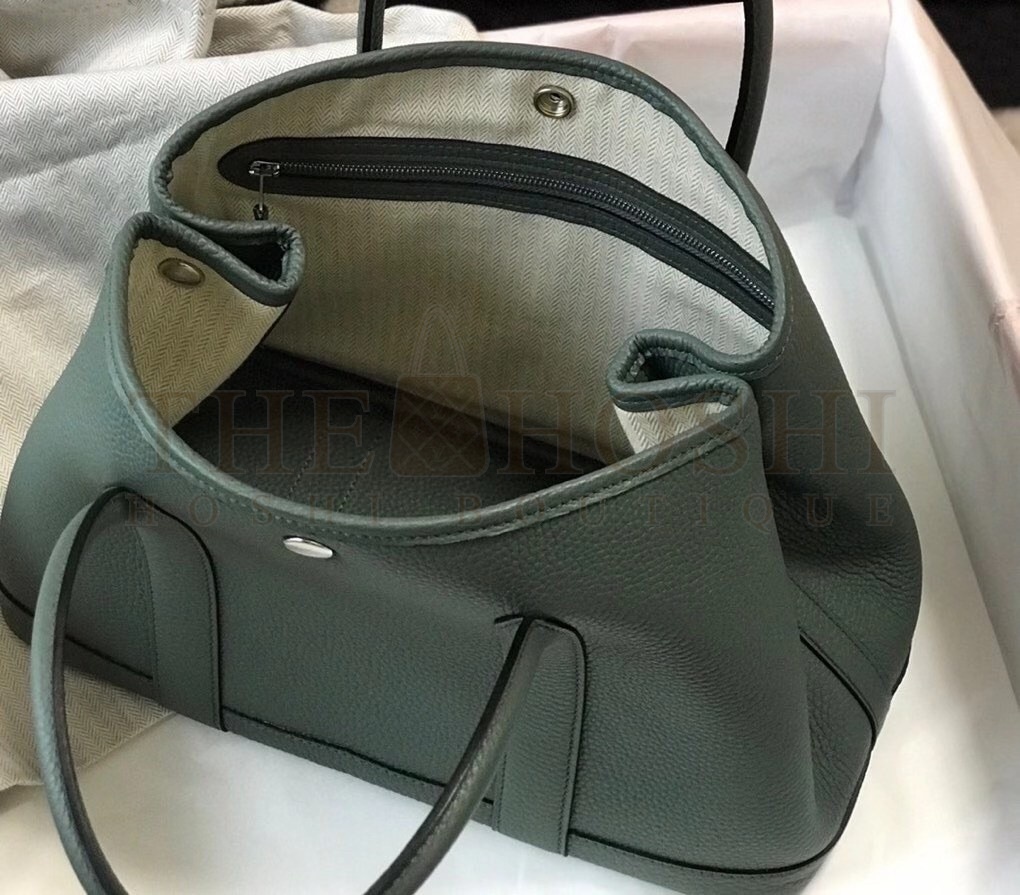 H**me5 Garden Party 30 Bag In Vert Amande Clemence Leather Master Quality