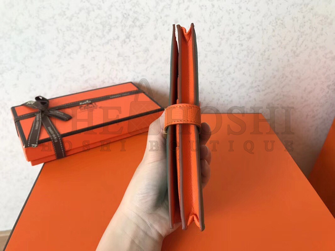 H**me5 Bi-Color Epsom Bearn Wallet Malachite/Orange Master Quality
