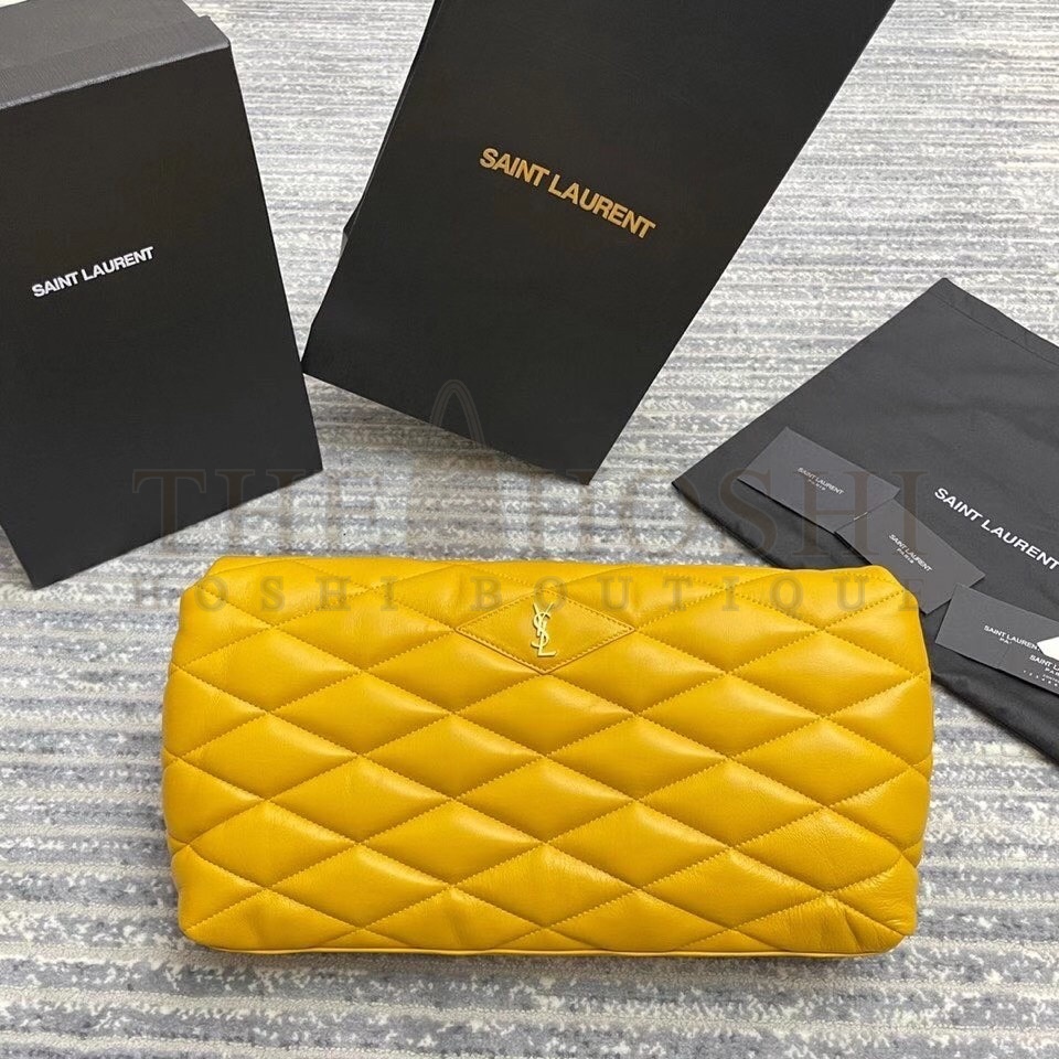 Sa1nt Lau*nt Sade Puffer Envelope Clutch In Yellow Lambskin Master Quality