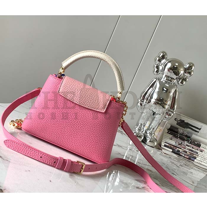 L0vis Vvtt0n LV Women Capucines Mini Handbag Rose Chamallow Pink Taurillon Leather Master Quality