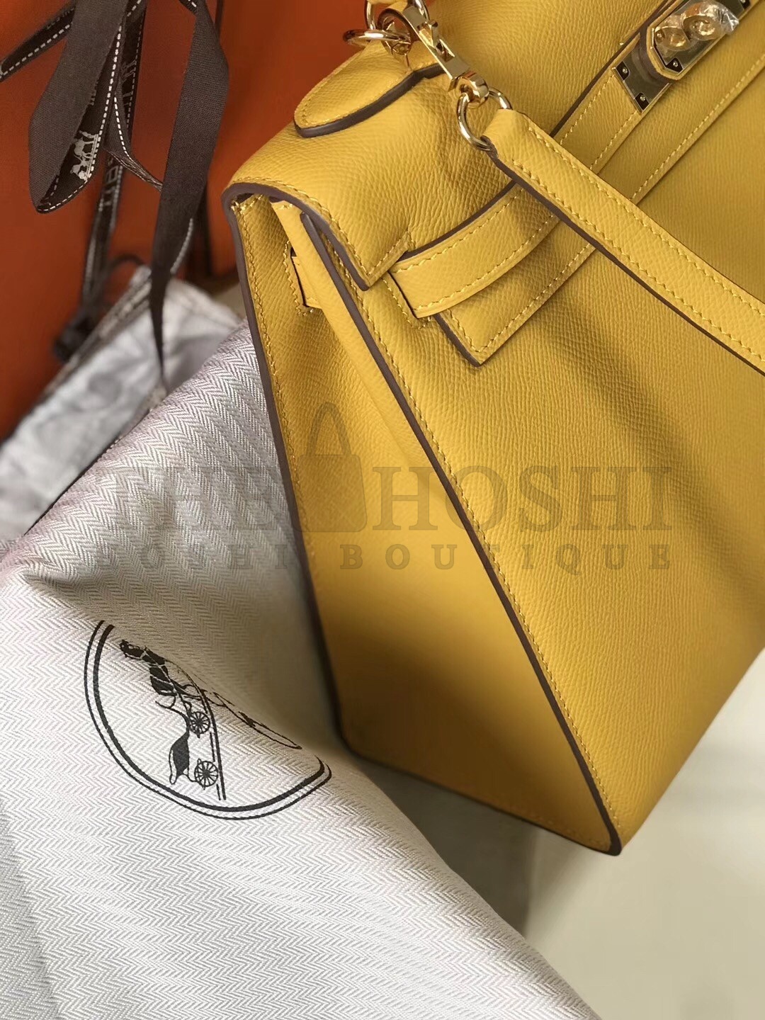 H**me5 Yellow Epsom Kelly 32cm Sellier Bag Master Quality
