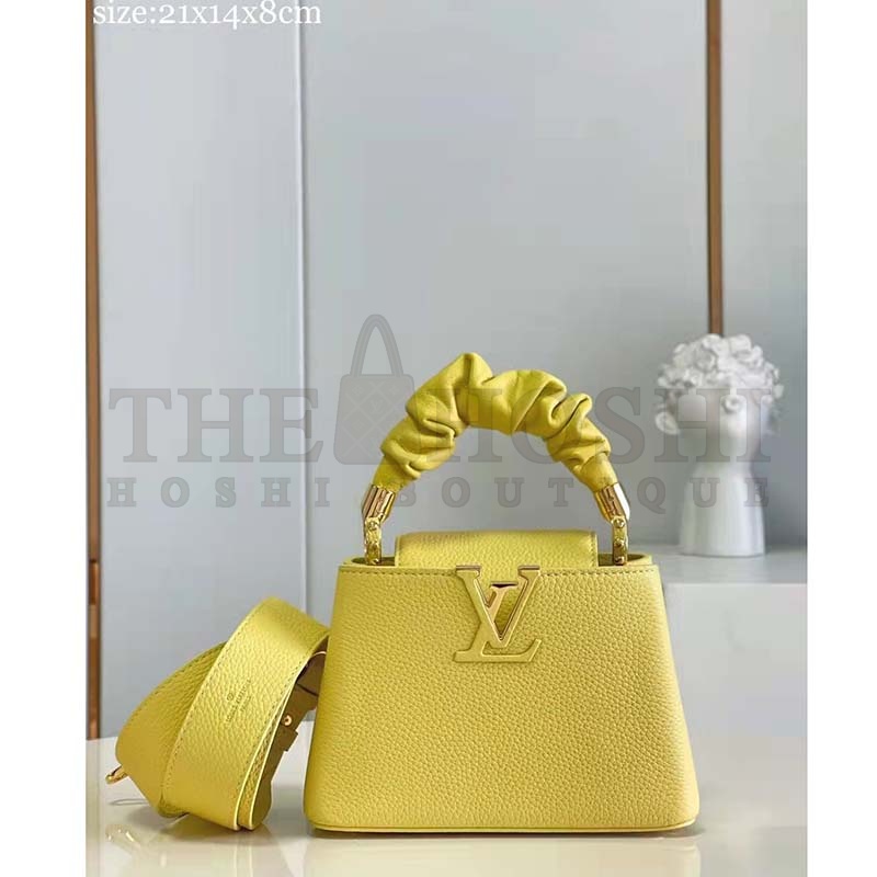 L0vis Vvtt0n LV Women Capucines Mini Handbag Yellow Taurillon Calfskin Master Quality