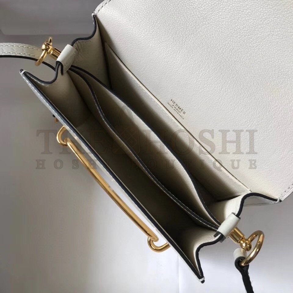 H**me5 Roulis Mini Bag In White Embossed Crocodile Calfskin Master Quality
