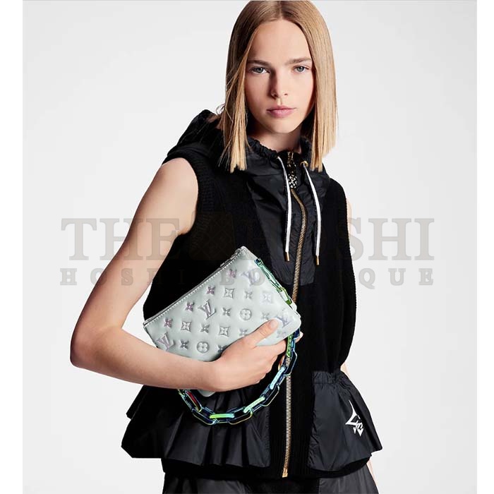 L0vis Vvtt0n LV SKI Women Coussin BB Handbag Gray Lambskin Calf-Leather Master Quality