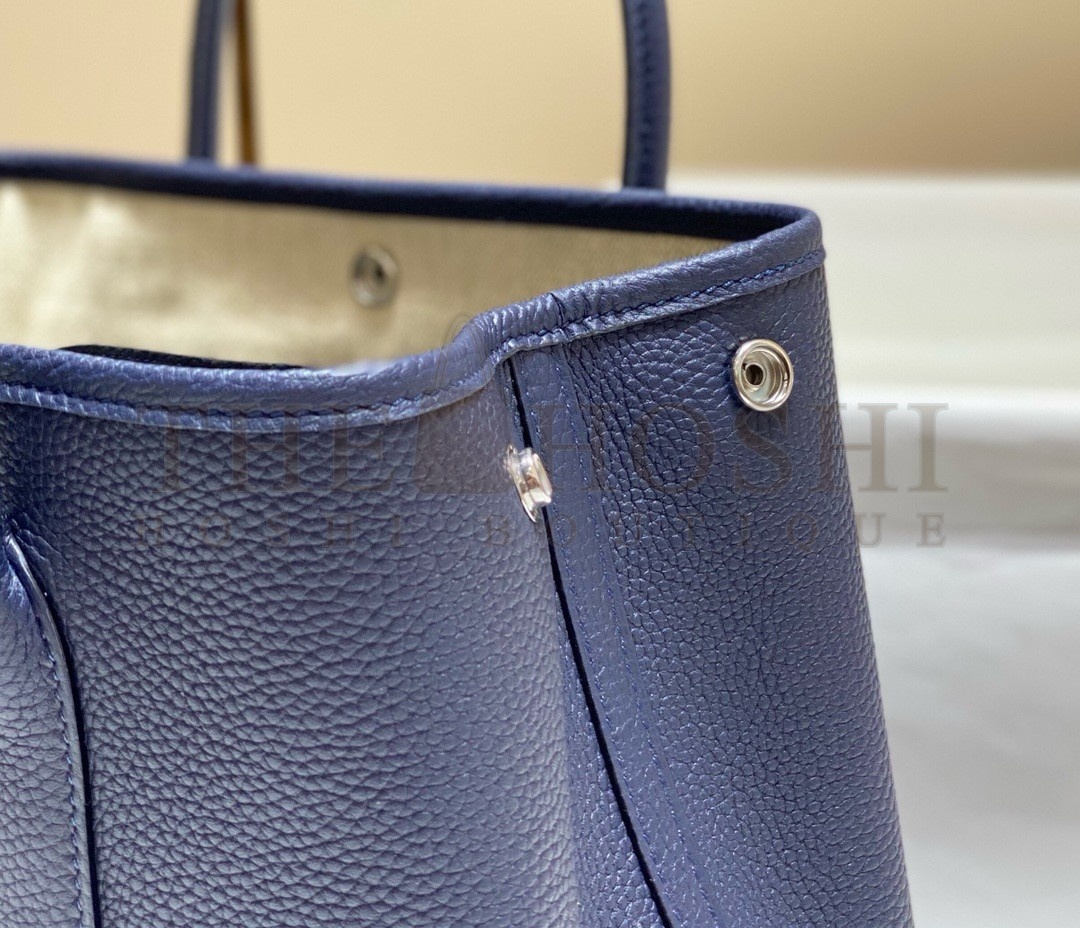 H**me5 Garden Party 30 Bag In Blue Saphir Taurillon Leather Master Quality