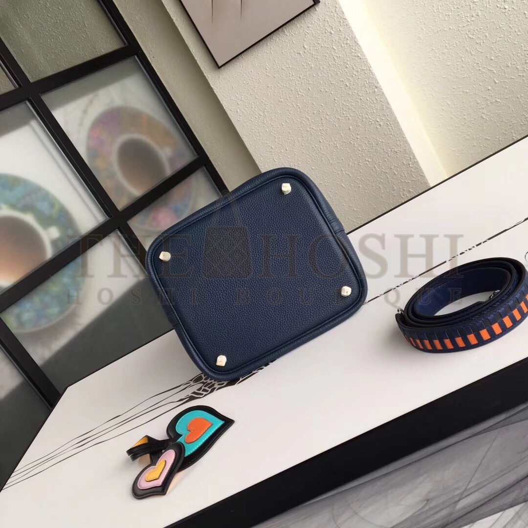 H**me5 Navy Picotin Lock 22cm Braided Handle Bag Master Quality