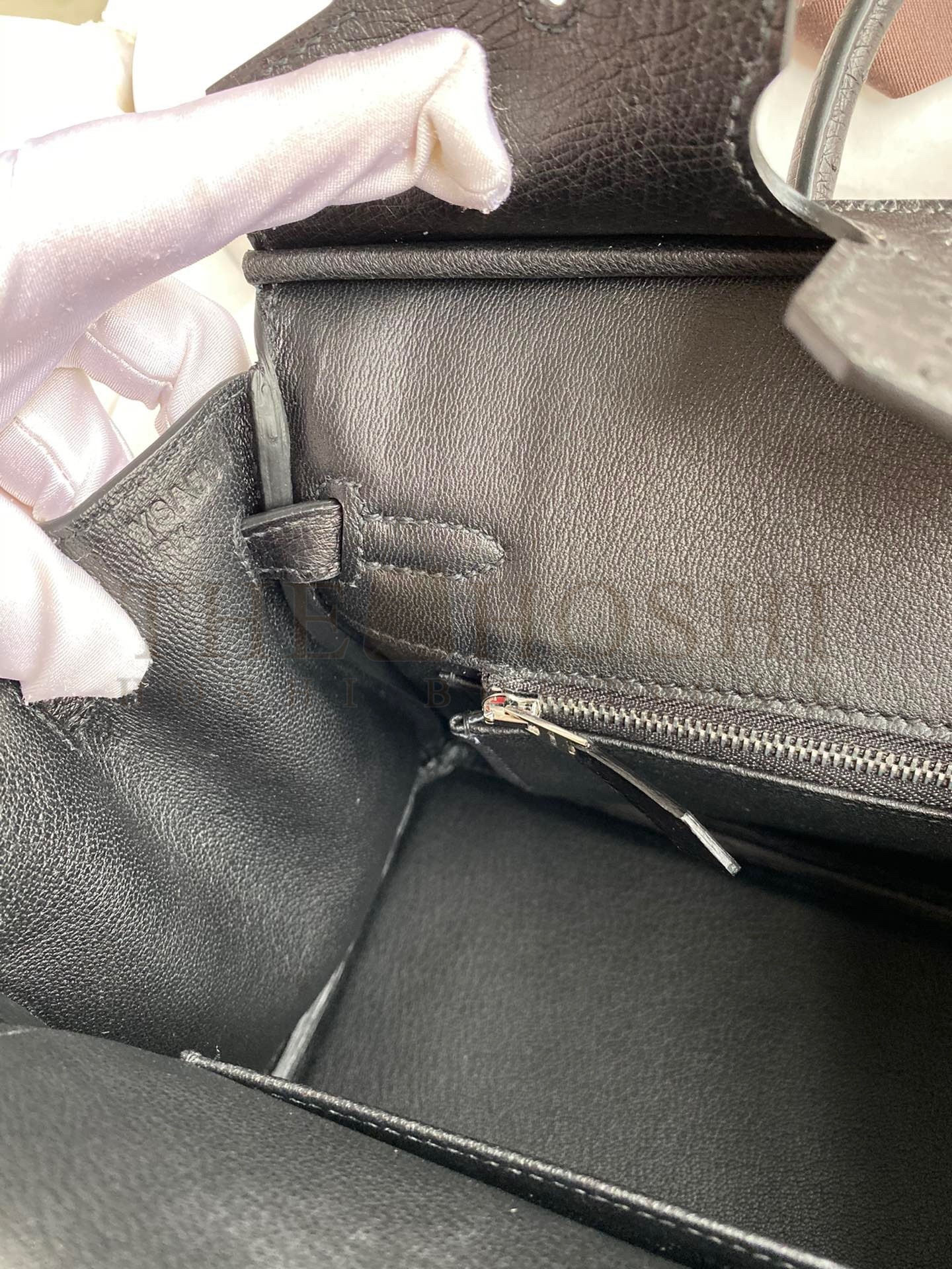 H**me5 Birkin 25 Retourne Handmade Bag In Black Ostrich Leather Master Quality