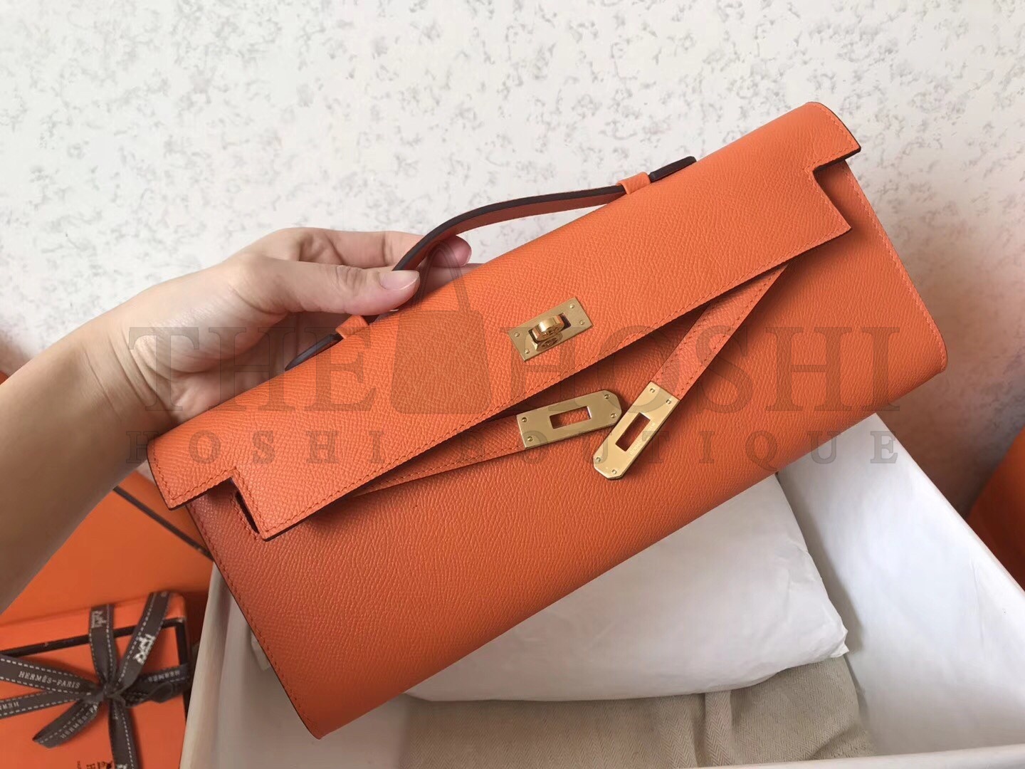 H**me5 Orange Epsom Kelly Cut Handmade Bag Master Quality