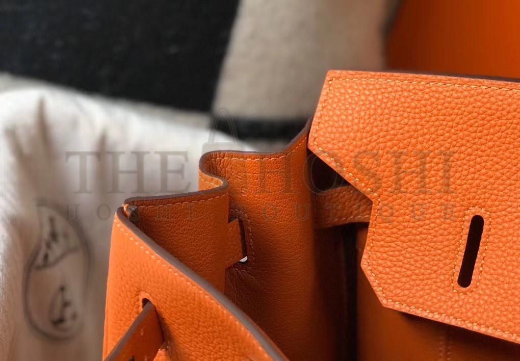 H**me5 Birkin 35 Bag in Orange Clemence Leather with GHW Master Quality