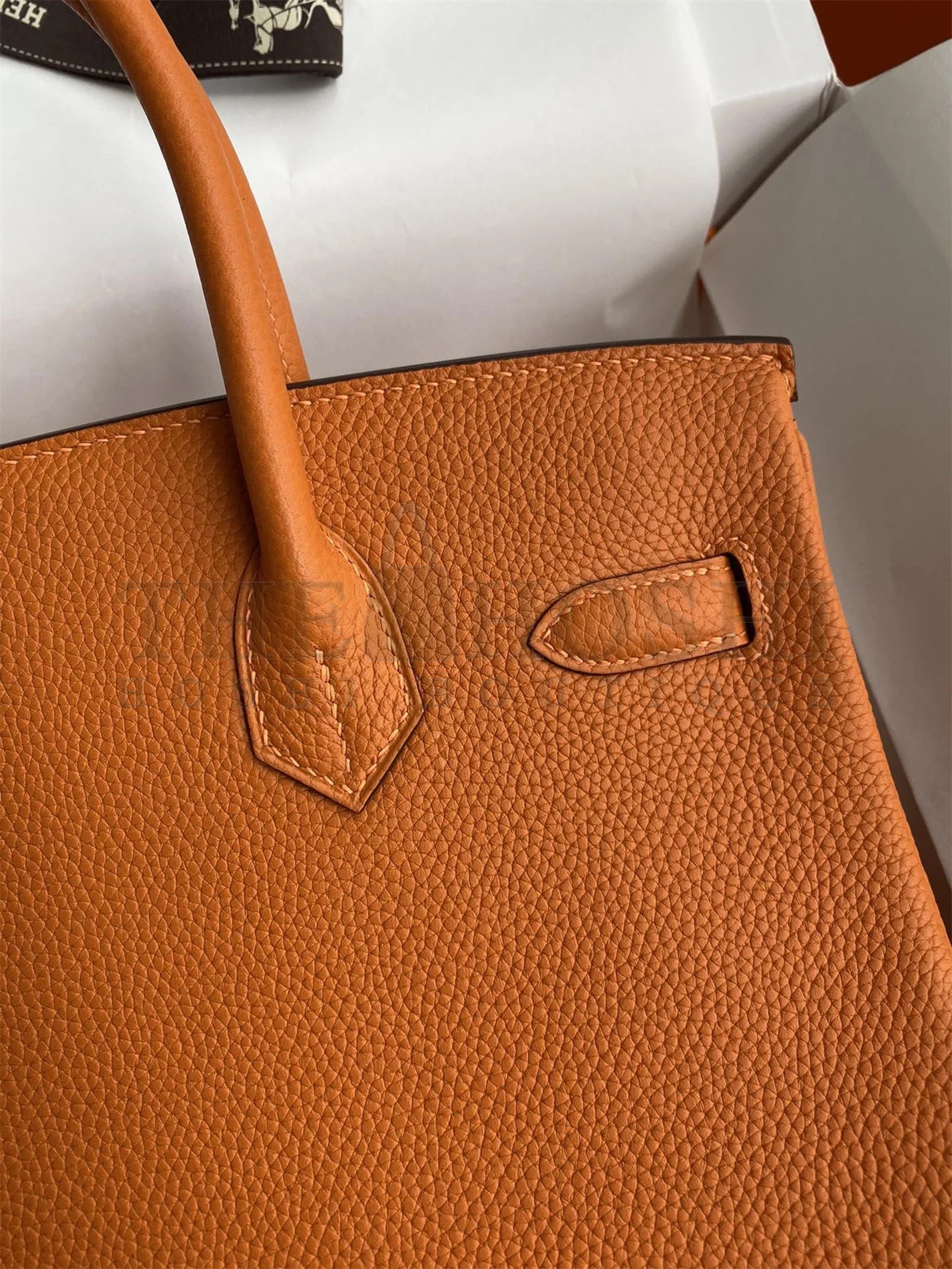 H**me5 Birkin 25 Retourne Handmade Bag In Orange Clemence Leather Master Quality