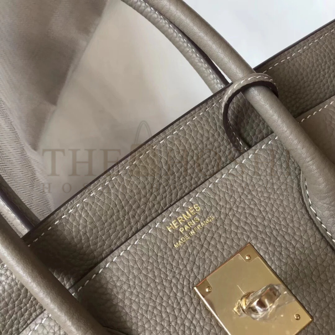 H**me5 Birkin 30 Bag in Gris Tourterelle Clemence Leather with GHW Master Quality