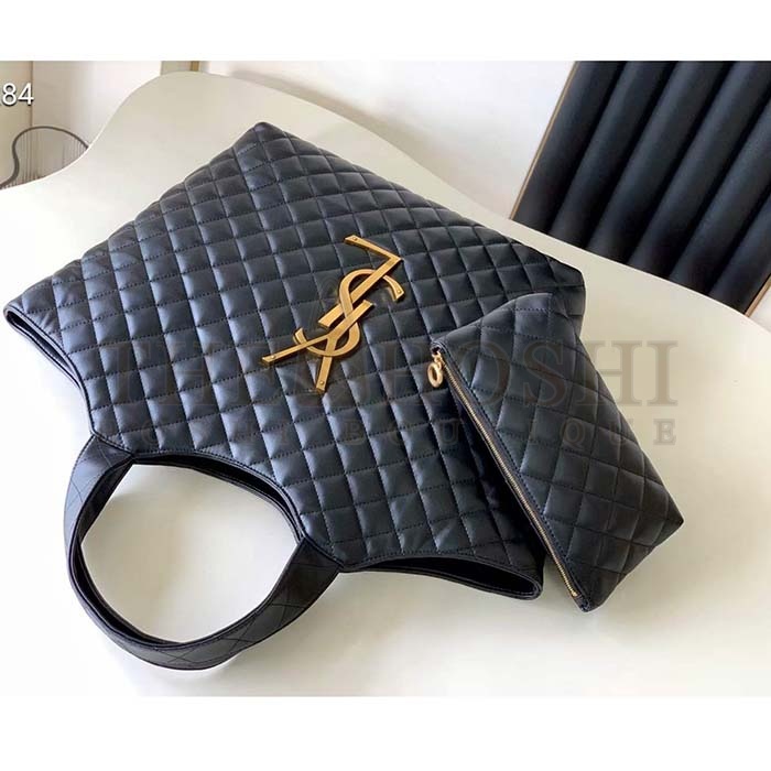Sa1nt Lau*nt Y51 Women Icare Maxi Shopping Bag Quilted Lambskin Black STYLE ID 698651AAANG1000 Master Quality