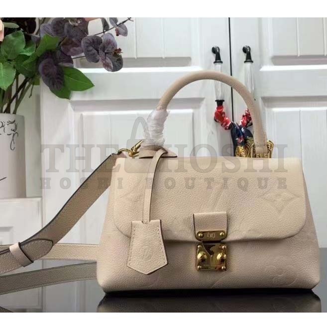 L0vis Vvtt0n LV Women Madeleine BB Handbag Crème Beige Embossed Grained Cowhide Master Quality