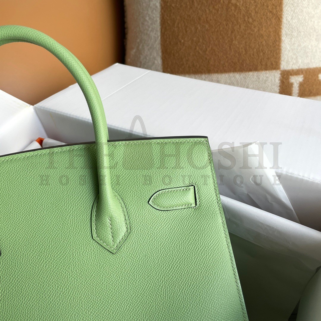 H**me5 Birkin 30 Sellier Handmade Bag In Vert Criquet Epsom Calfskin Master Quality