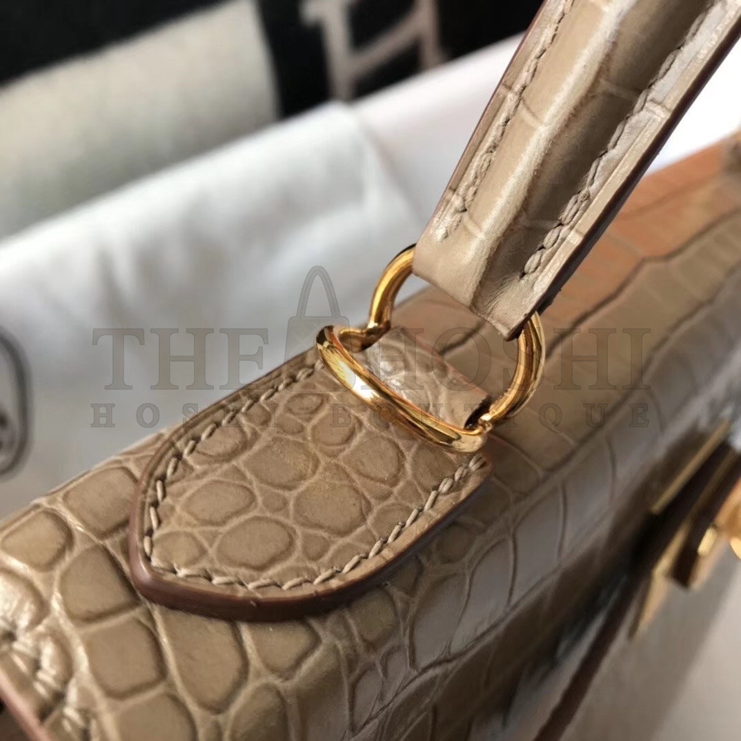 H**me5 Kelly 25cm Bag In Taupe Embossed Crocodile Master Quality