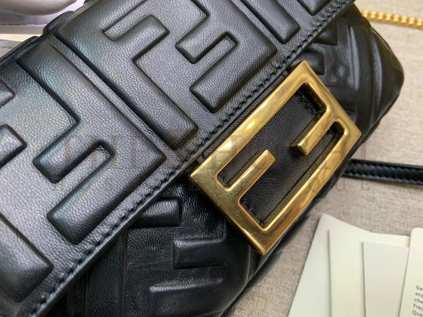 F**di Small Baguette Bag In Black FF Nappa Leather Master Quality