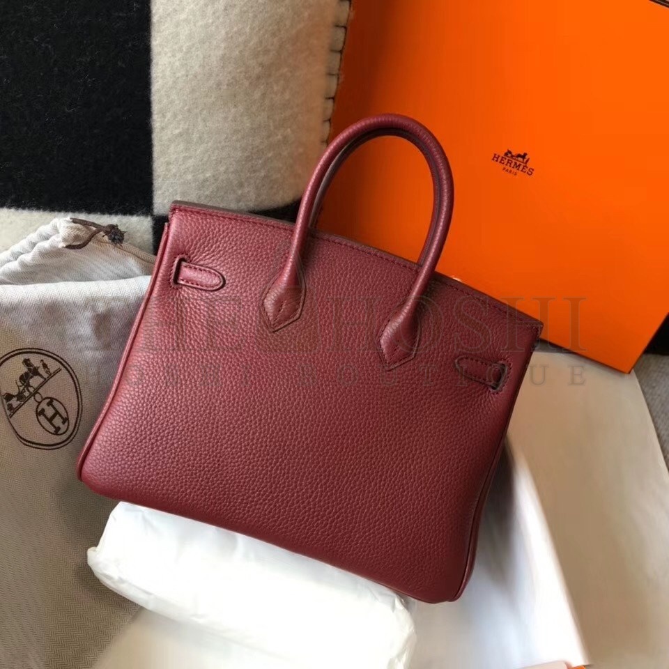 H**me5 Birkin 25cm Bag In Bordeaux Clemence Leather Master Quality