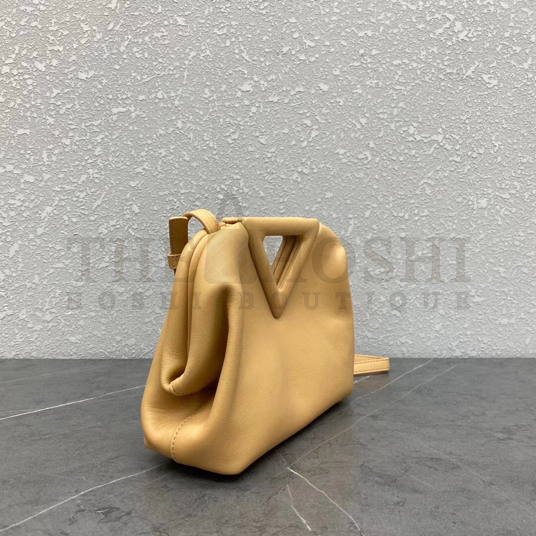 B0tt*ga Ven*ta Small Point Top Handle Bag In Beige Leather Master Quality