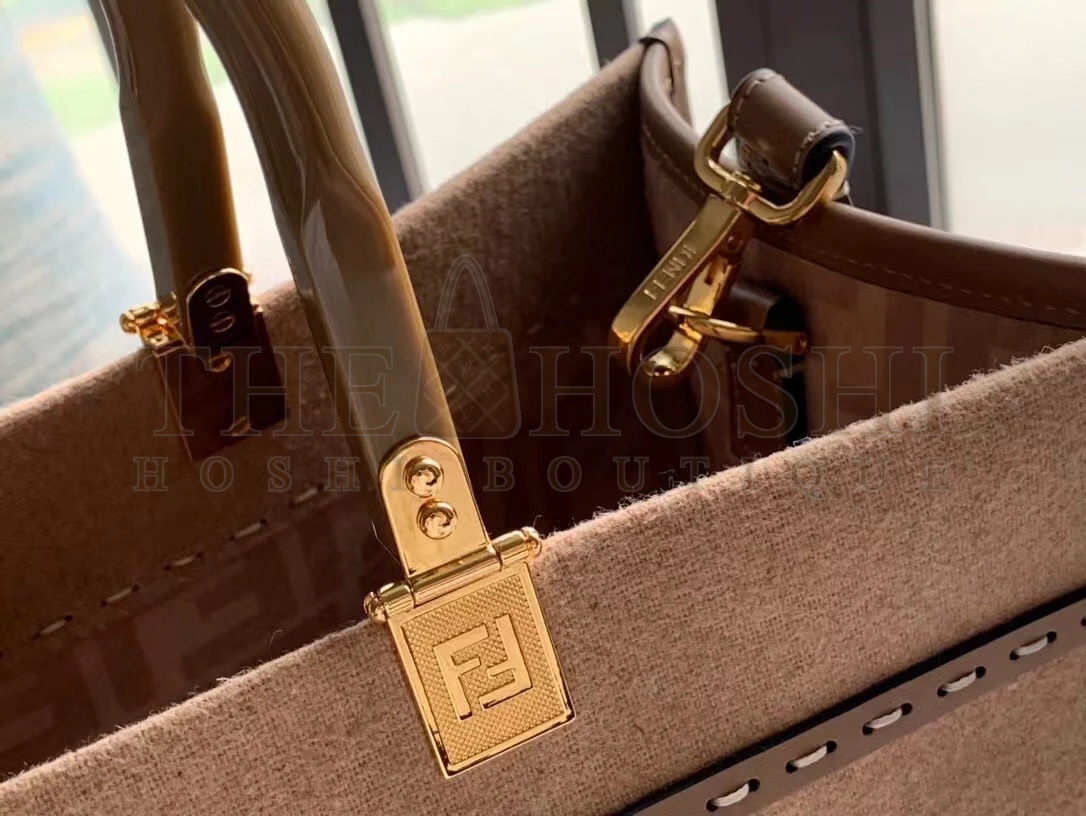 F**di Sunshine Medium Tote Bag In Brown Flannel Master Quality