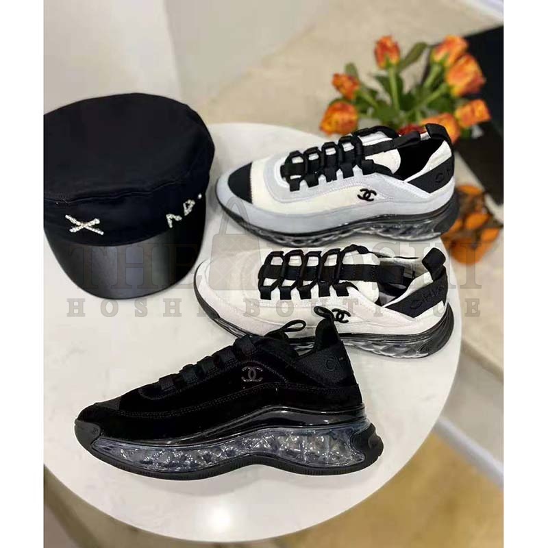 Ch**el Women Sneakers Suede Calfskin Velvet &amp; Grosgrain Black Master Quality