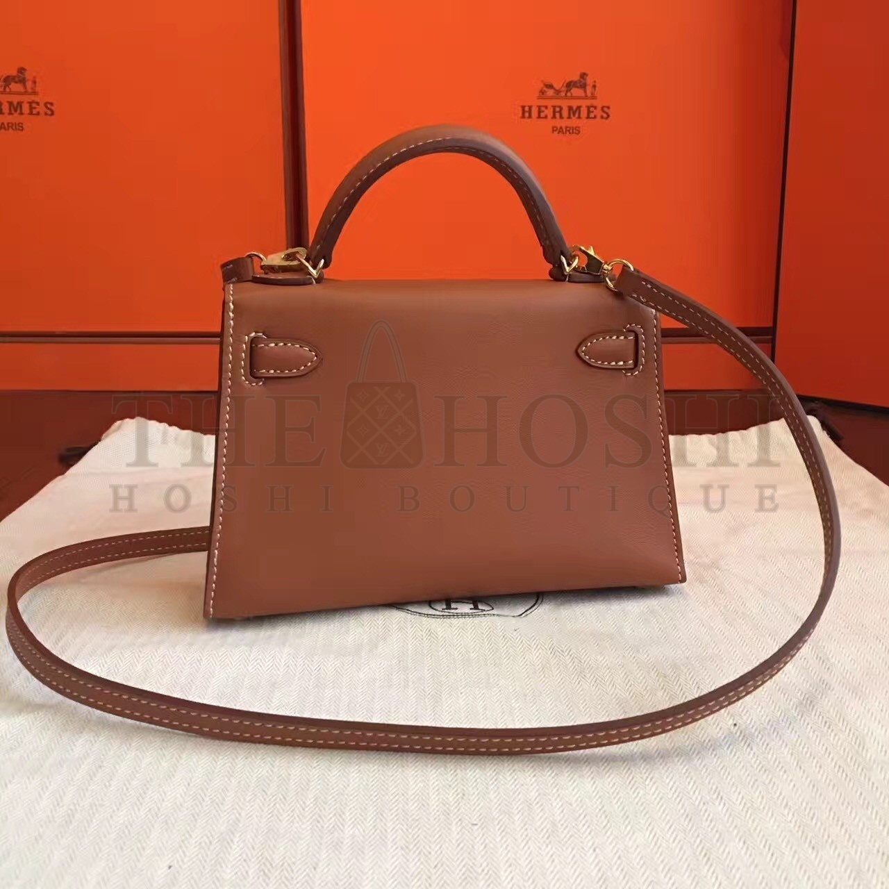 H**me5 Gold Swift Kelly Mini II Handmade Bag Master Quality