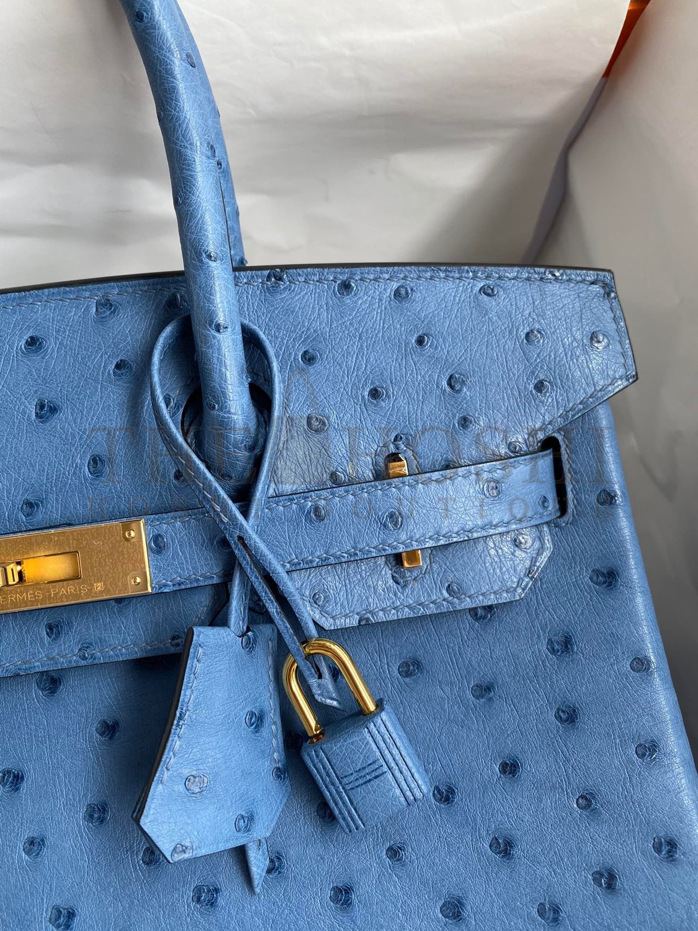 H**me5 Birkin 30 Retourne Handmade Bag In Mykonos Ostrich Leather Master Quality
