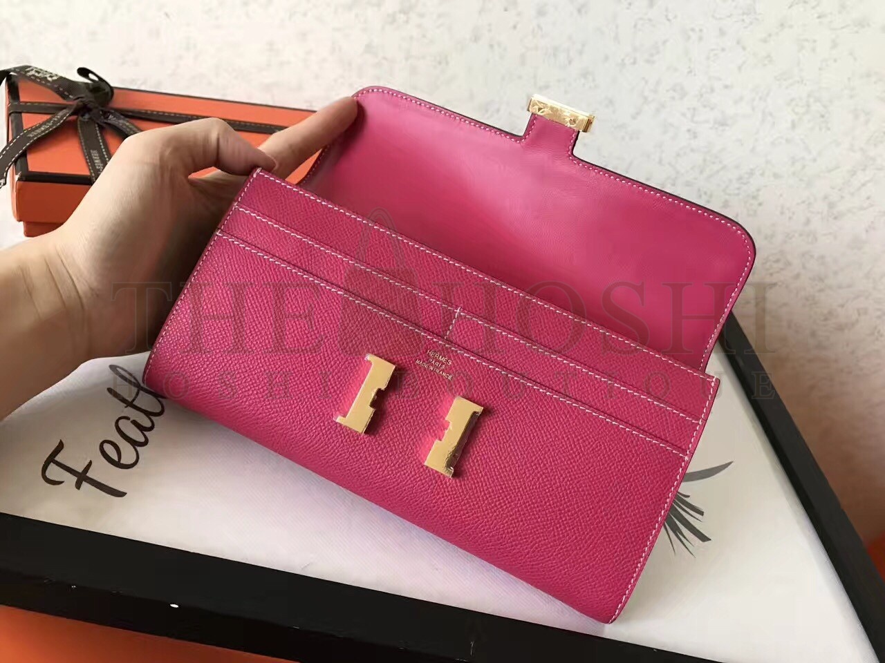 H**me5 Peach Epsom Constance Long Wallet Master Quality
