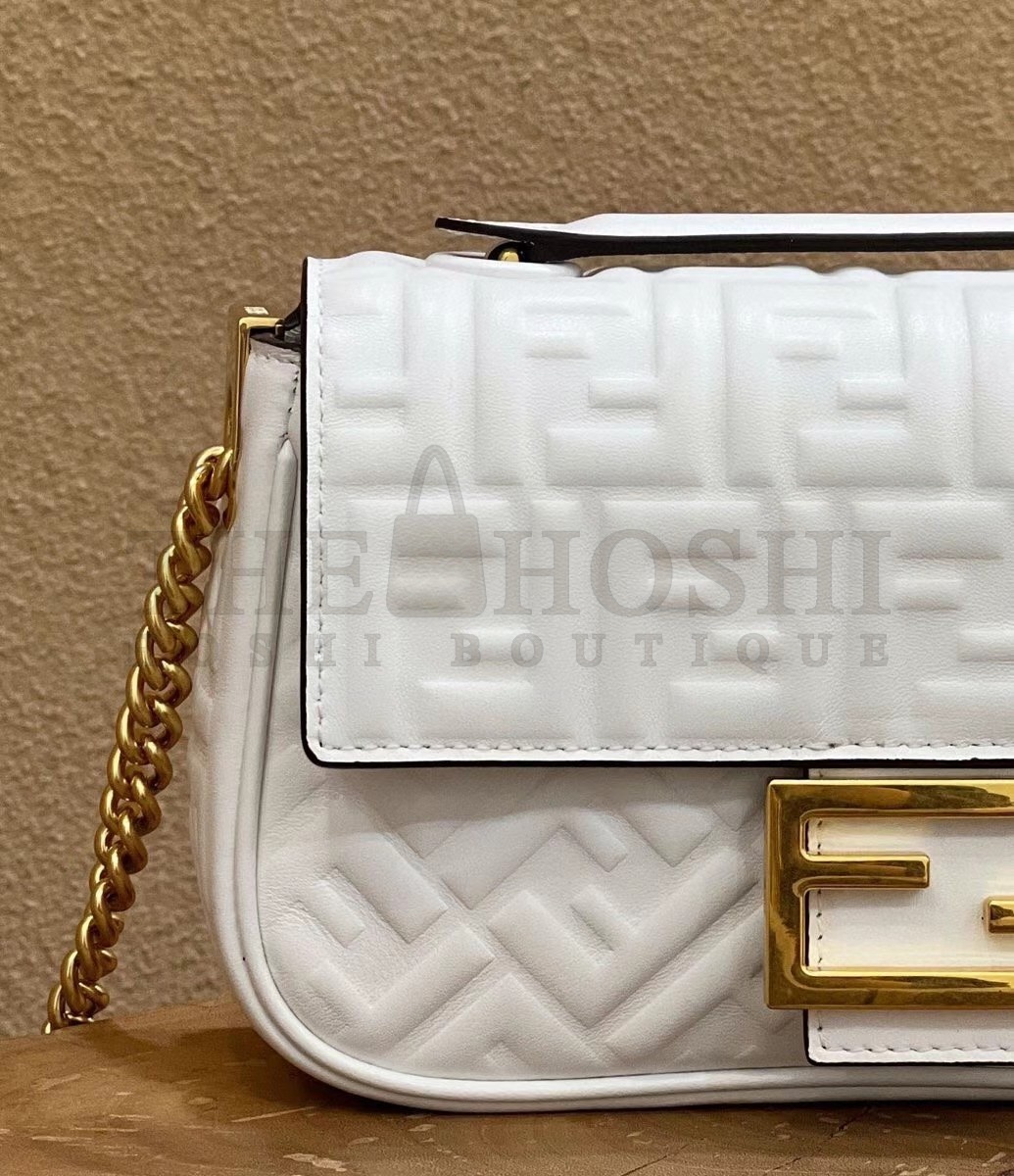 F**di Baguette Chain Midi Bag In White Nappa Leather Master Quality