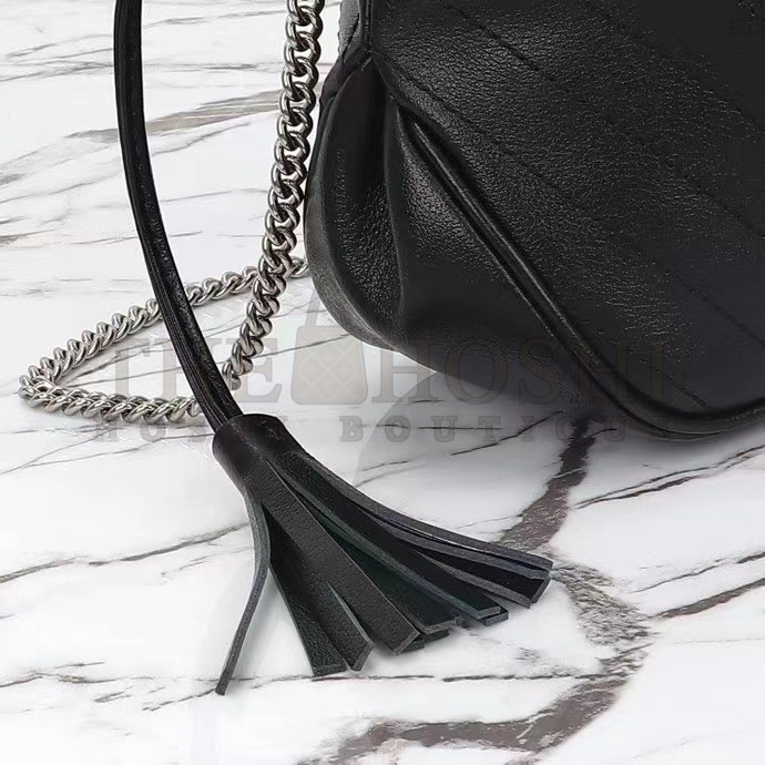 Gvc*1 Women GG Blondie Mini Bucket Bag Black Leather Round Interlocking G Master Quality