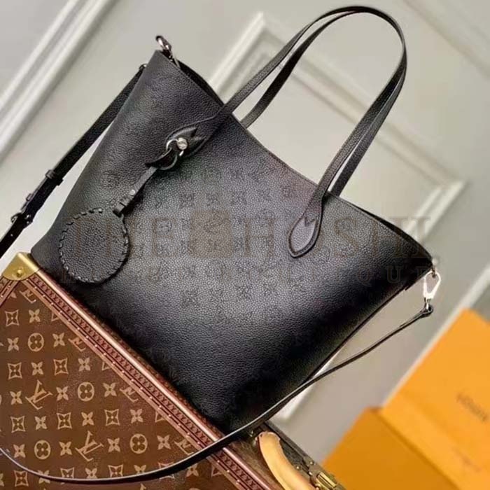L0vis Vvtt0n LV Women Blossom MM Tote Bag Black Mahina Perforated Calfskin Leather Master Quality