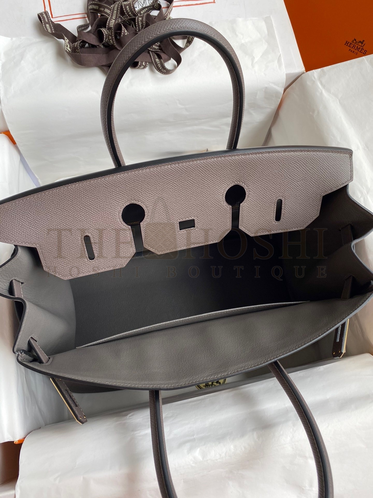 H**me5 Birkin 35 Retourne Handmade Bag In Etain Epsom Calfskin Master Quality