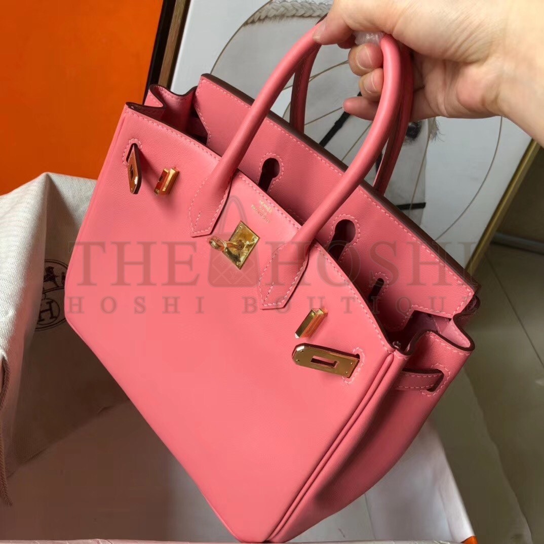 H**me5 Rose Lipstick Birkin 25cm Swift Handmade Bag Master Quality