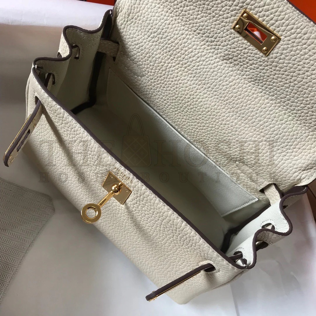 H**me5 Kelly 20cm Bag In Craie Clemence Leather GHW Master Quality