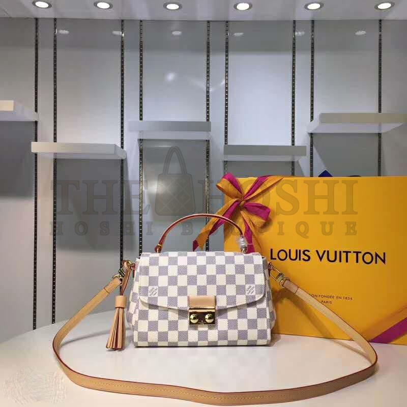 L0vis Vvtt0n LV Women Croisette Handbag in Damier Azur Coasted Canvas-Sandy Master Quality