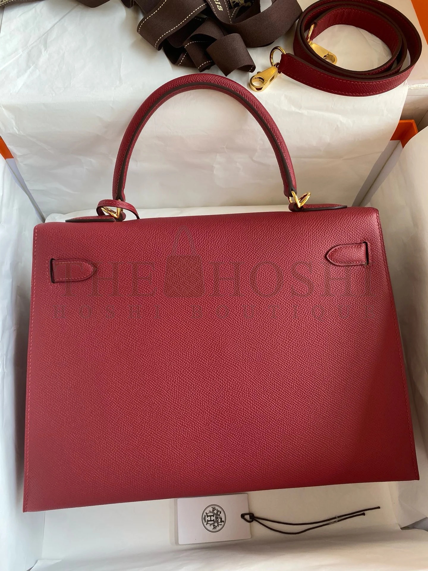 H**me5 Kelly Sellier 32 Handmade Bag In Red Epsom Calfskin Master Quality
