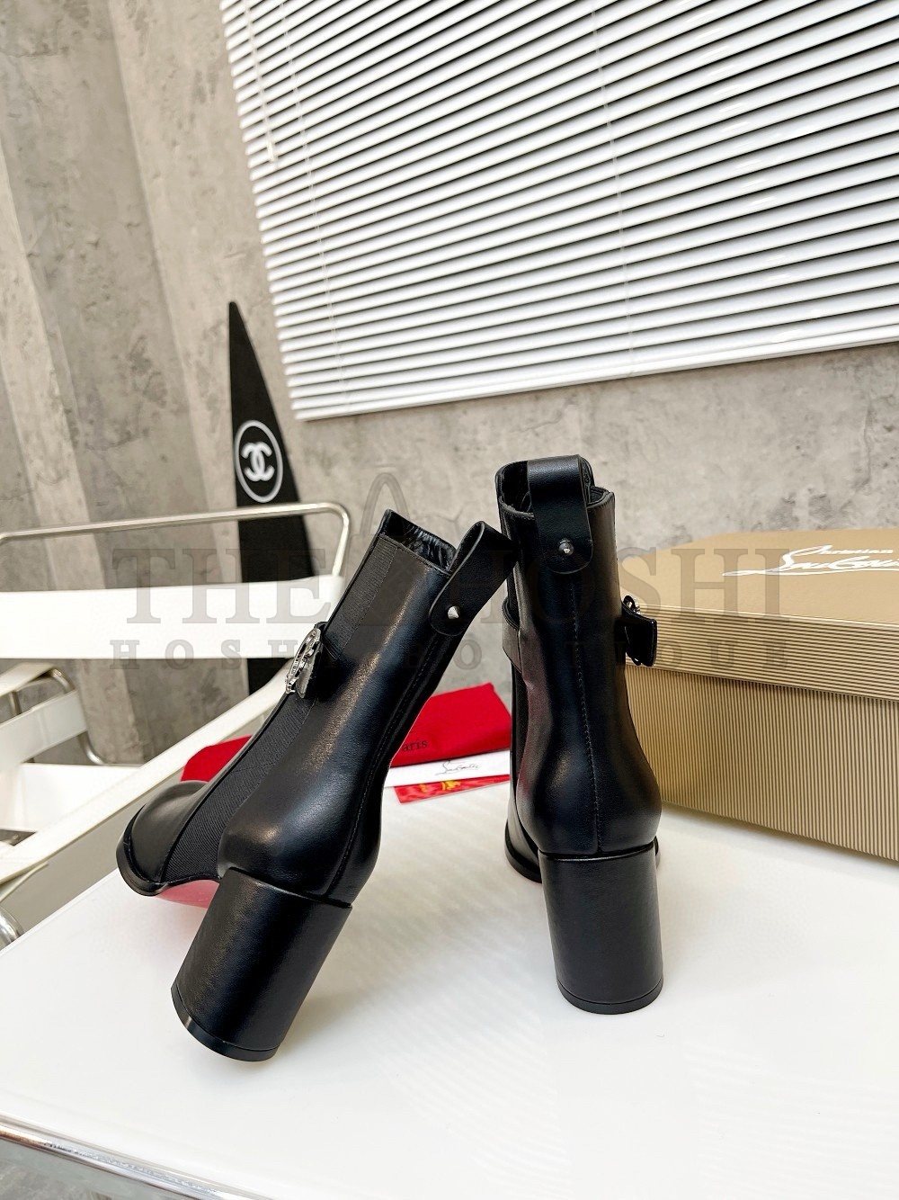 Chr1st1an Louboutin CL Chelsea Ankle Boots 70MM in Black Leather Master Quality