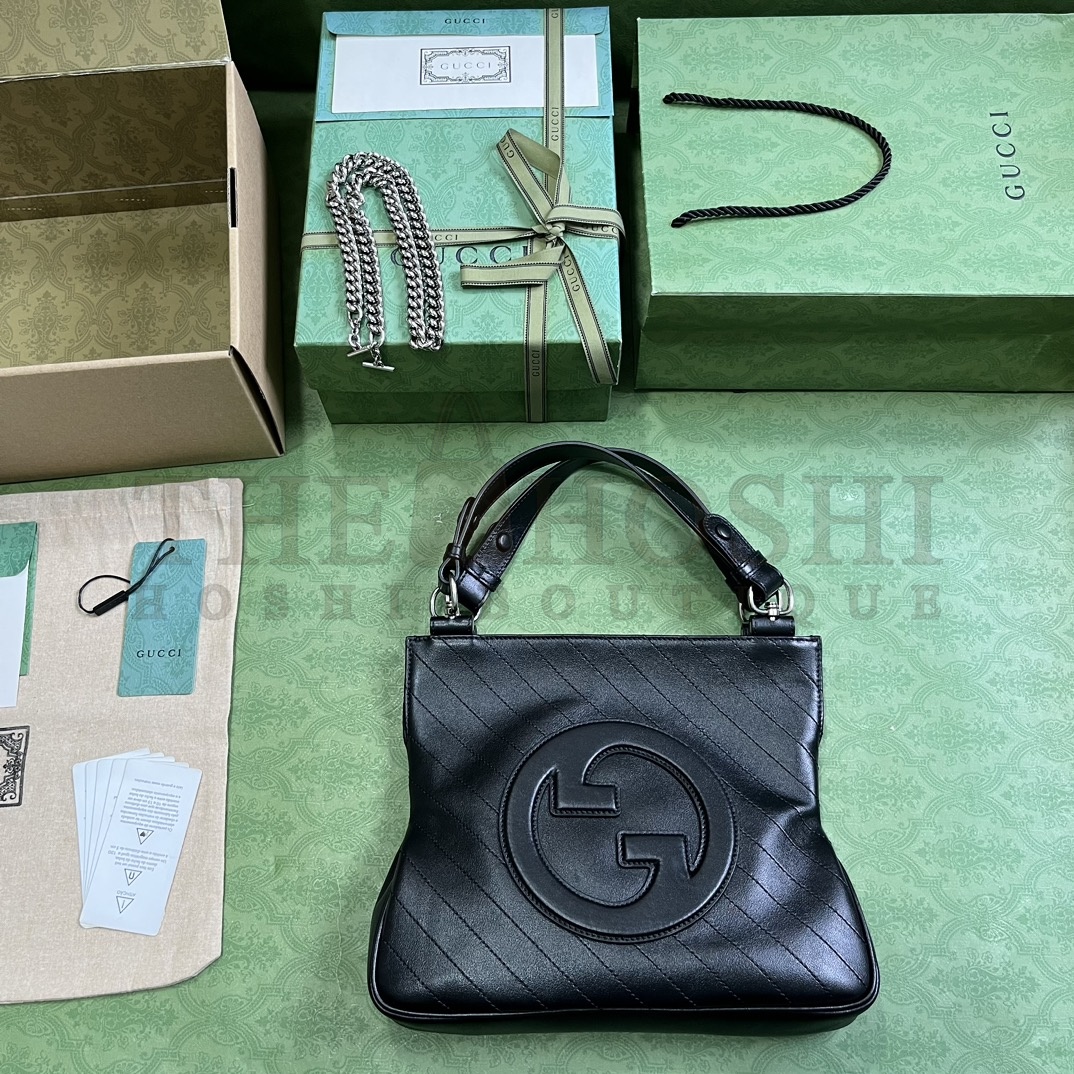 Gvc*1 Women GG Blondie Small Tote Bag Black Leather Round Interlocking G Master Quality
